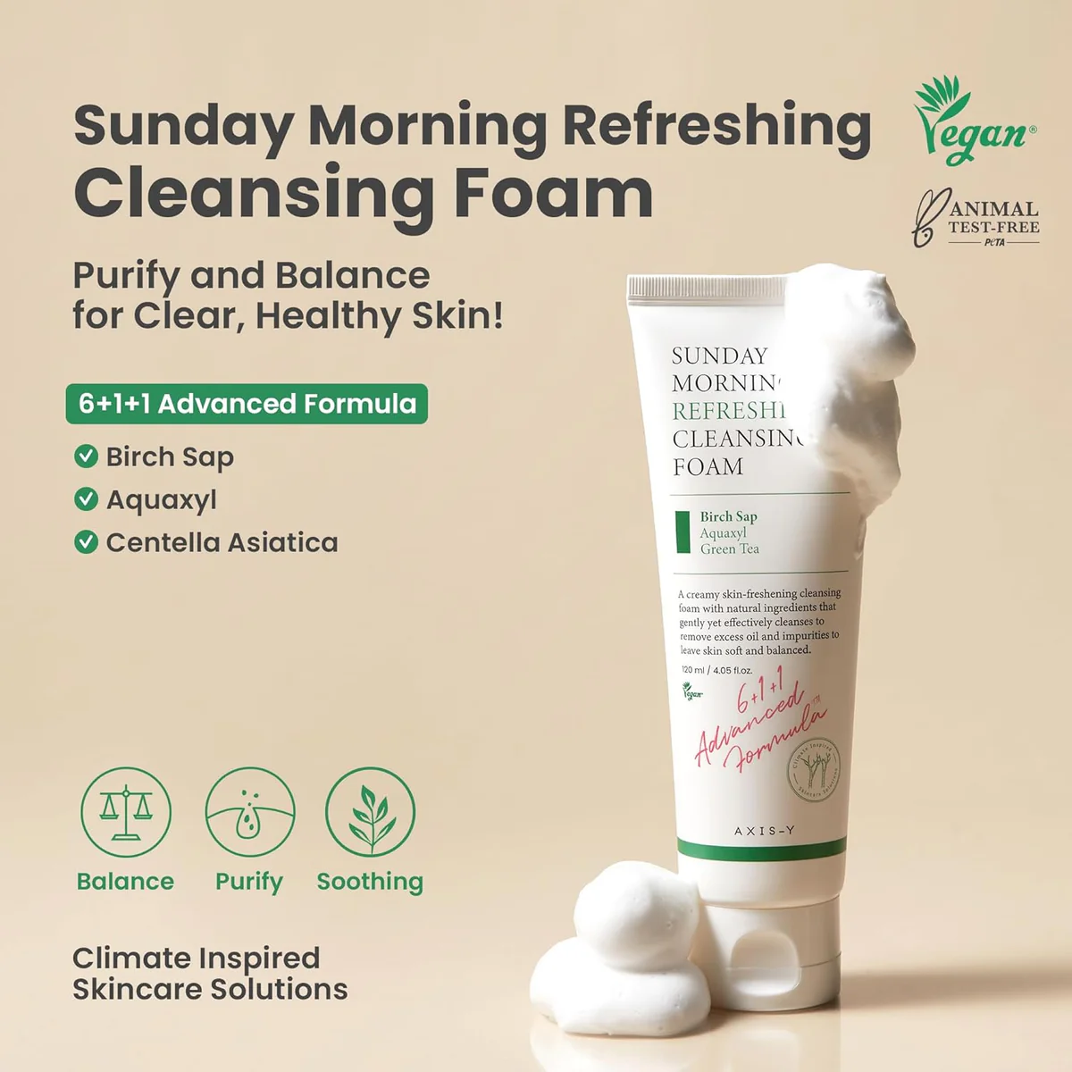 AXIS-Y Sunday Morning Refreshing Cleansing Foam, 120 ml - Image 2