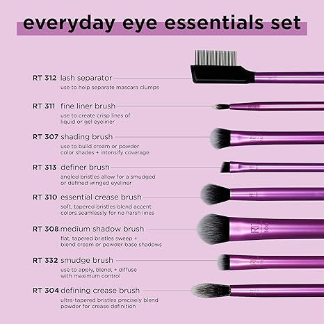 Real Techniques Everyday Eye Essentials Brush Set – 8 Piece Eye Makeup Brush Collection - Image 3