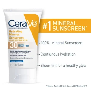 CeraVe Tinted Sunscreen for Face, 30 SPF